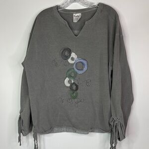 Kunky's Gray Hand Painted Crewneck Sweatshirt Size Large